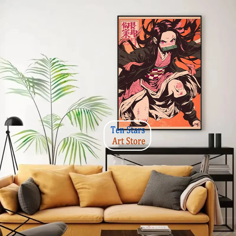 Tanjiro Kamado Nezuko Kamado Inosuke Shinobu Kocho Demon Slayer Poster Canvas Painting Wall Pictures Home Room Decor Anime Gifts