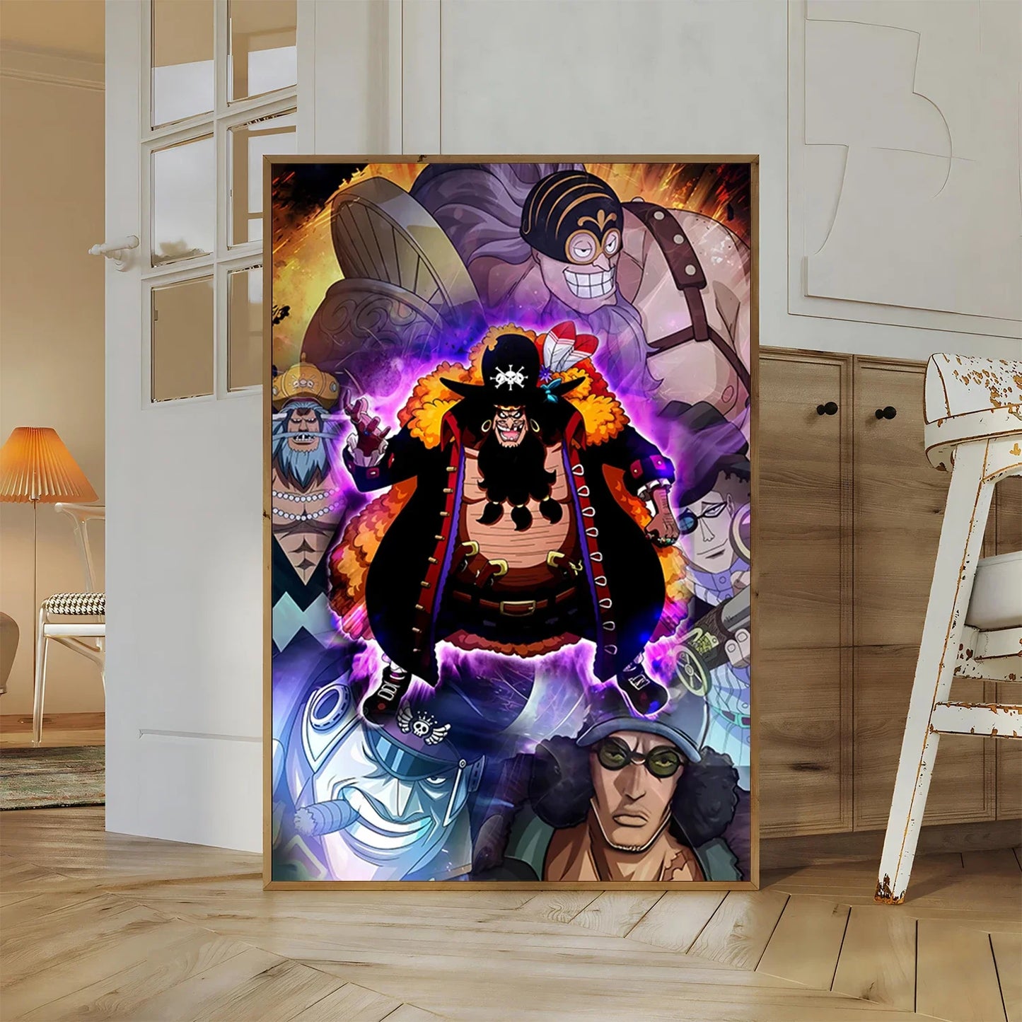 One Piece Kaido Self-adhesive Poster Buggy Sticker Home Decoration Painting Anime Wallpaper Figures HD Wall Art Hancock Kid Gift