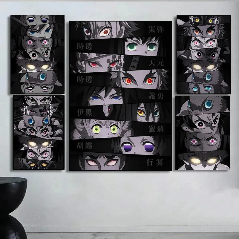 Anime Poster Demon Slayer Team Eyes Art Print Mural Children's Room Decorative Canvas Painitng Picture for Modern Home Decor