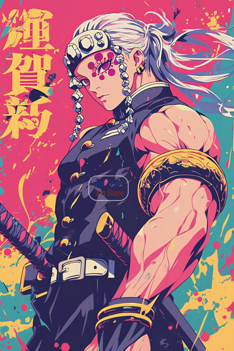 Tanjiro Kamado Nezuko Kamado Inosuke Shinobu Kocho Demon Slayer Poster Canvas Painting Wall Pictures Home Room Decor Anime Gifts