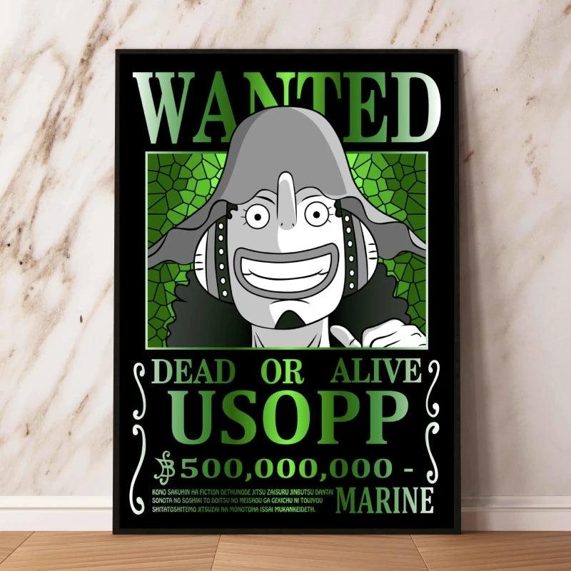 Classic Anime Canvas Printing One Piece Luffy Bounty Wanted Poster Bright and Long Lasting Colors Home Bedroom Wall Decorative