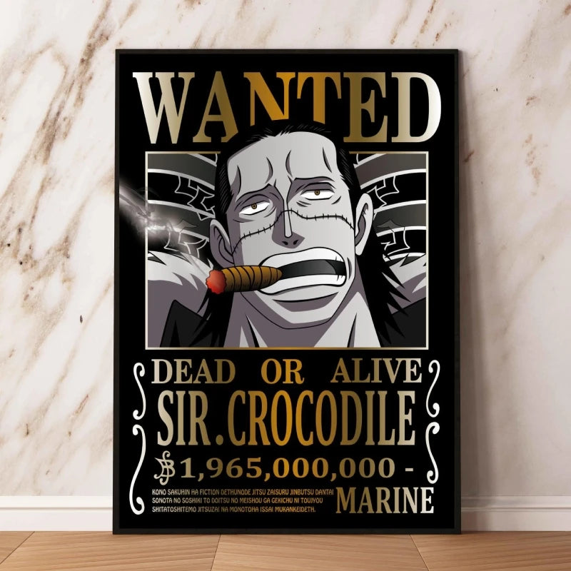 Classic Anime Canvas Printing One Piece Luffy Bounty Wanted Poster Bright and Long Lasting Colors Home Bedroom Wall Decorative