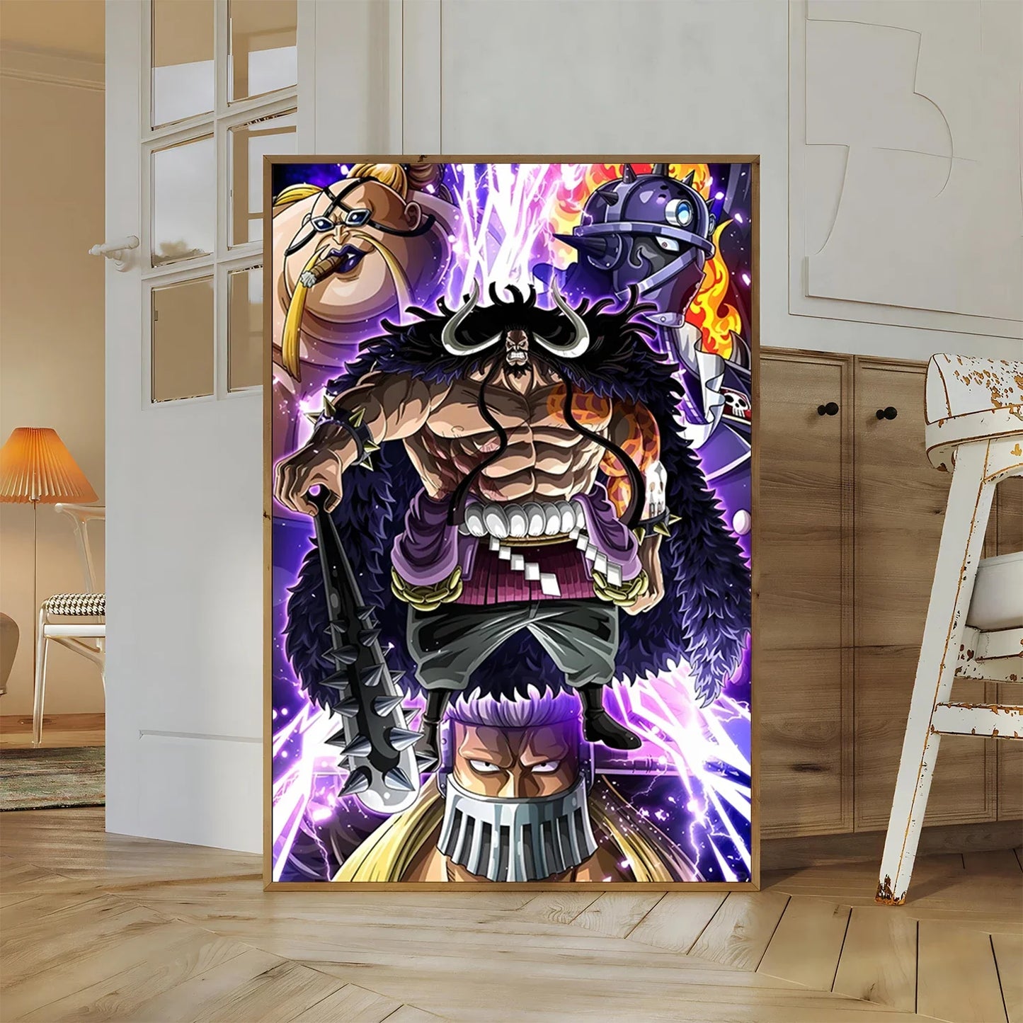 One Piece Kaido Self-adhesive Poster Buggy Sticker Home Decoration Painting Anime Wallpaper Figures HD Wall Art Hancock Kid Gift