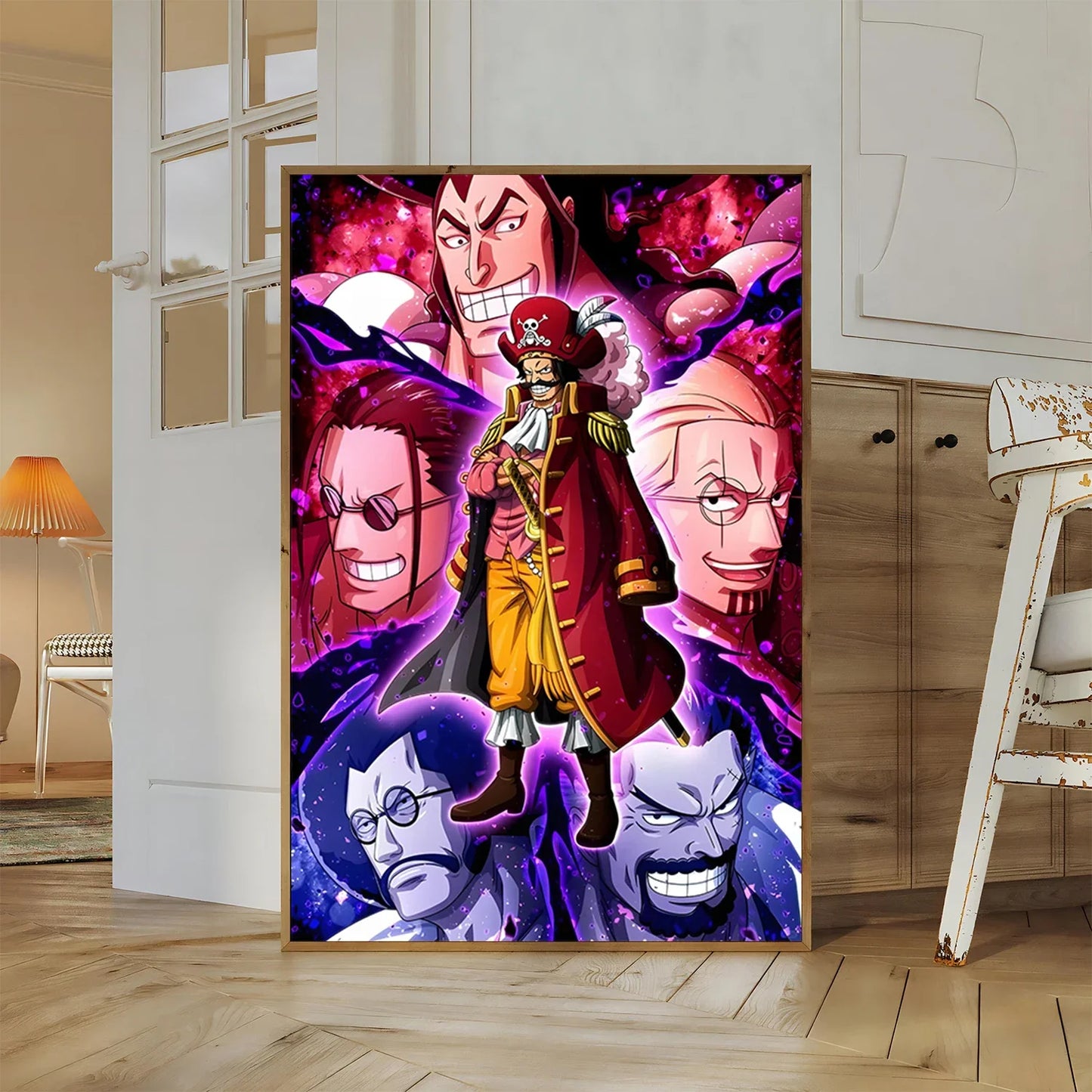 One Piece Kaido Self-adhesive Poster Buggy Sticker Home Decoration Painting Anime Wallpaper Figures HD Wall Art Hancock Kid Gift