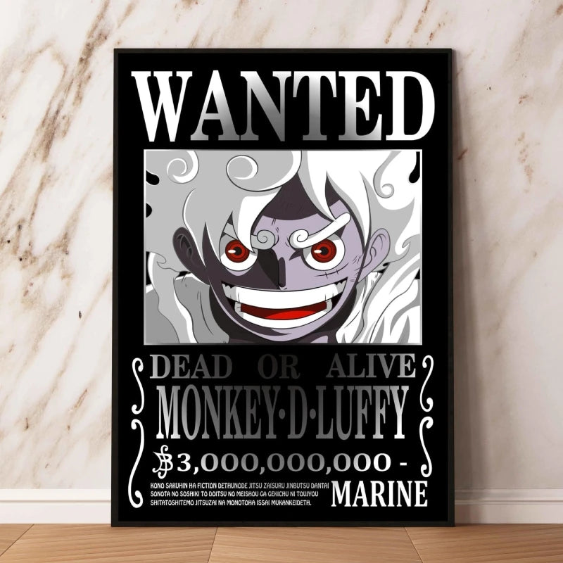Classic Anime Canvas Printing One Piece Luffy Bounty Wanted Poster Bright and Long Lasting Colors Home Bedroom Wall Decorative