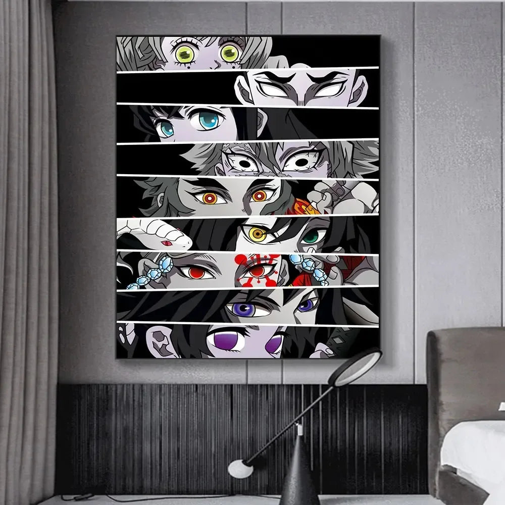 Anime Eyes Demon Slayer Kimetsu No Yaiba Poster Wall Art Print Hashira Cartoon Anime Canvas Painting For Living Room Home Decor