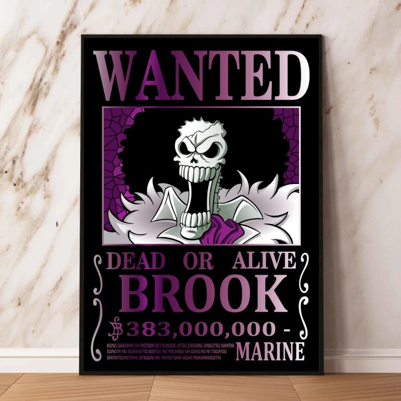 Classic Anime Canvas Printing One Piece Luffy Bounty Wanted Poster Bright and Long Lasting Colors Home Bedroom Wall Decorative