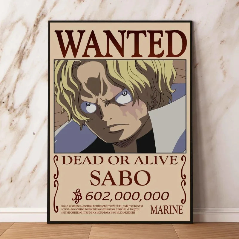 Classic Hot Selling Anime One Piece Luffy Zoro Bounty Wanted Poster Cartoon Character Canvas Printing Living Room Decor Posters