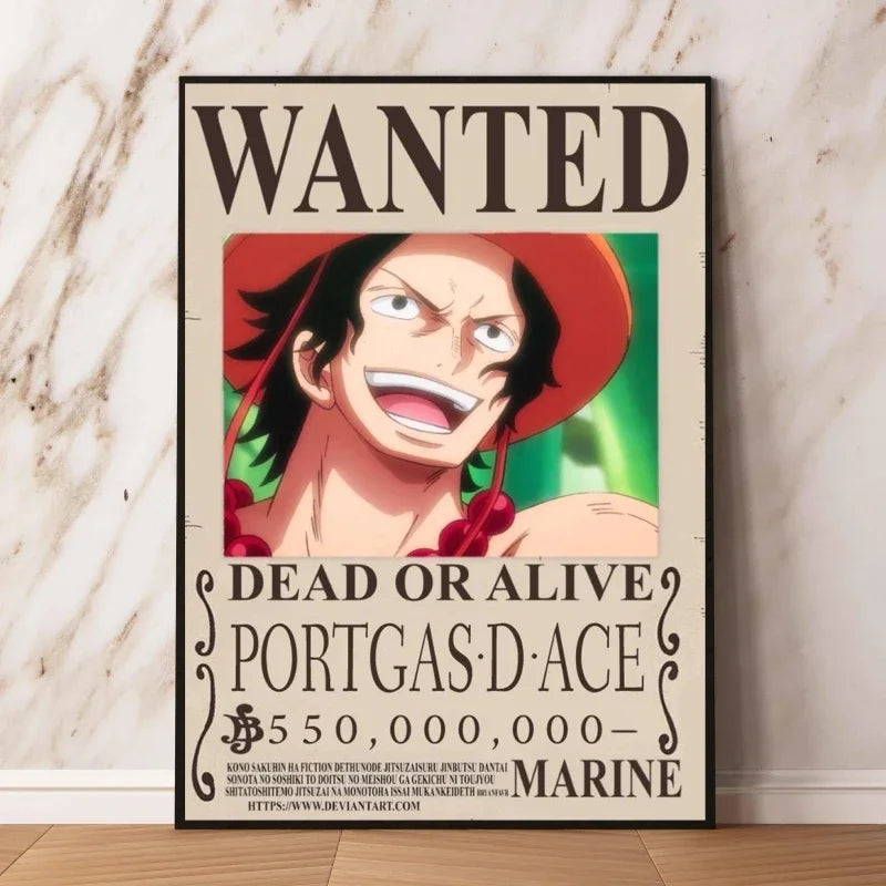 Classic Hot Selling Anime One Piece Luffy Zoro Bounty Wanted Poster Cartoon Character Canvas Printing Living Room Decor Posters