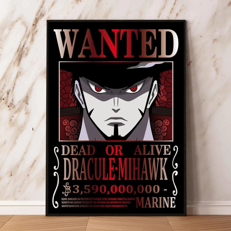 Classic Anime Canvas Printing One Piece Luffy Bounty Wanted Poster Bright and Long Lasting Colors Home Bedroom Wall Decorative