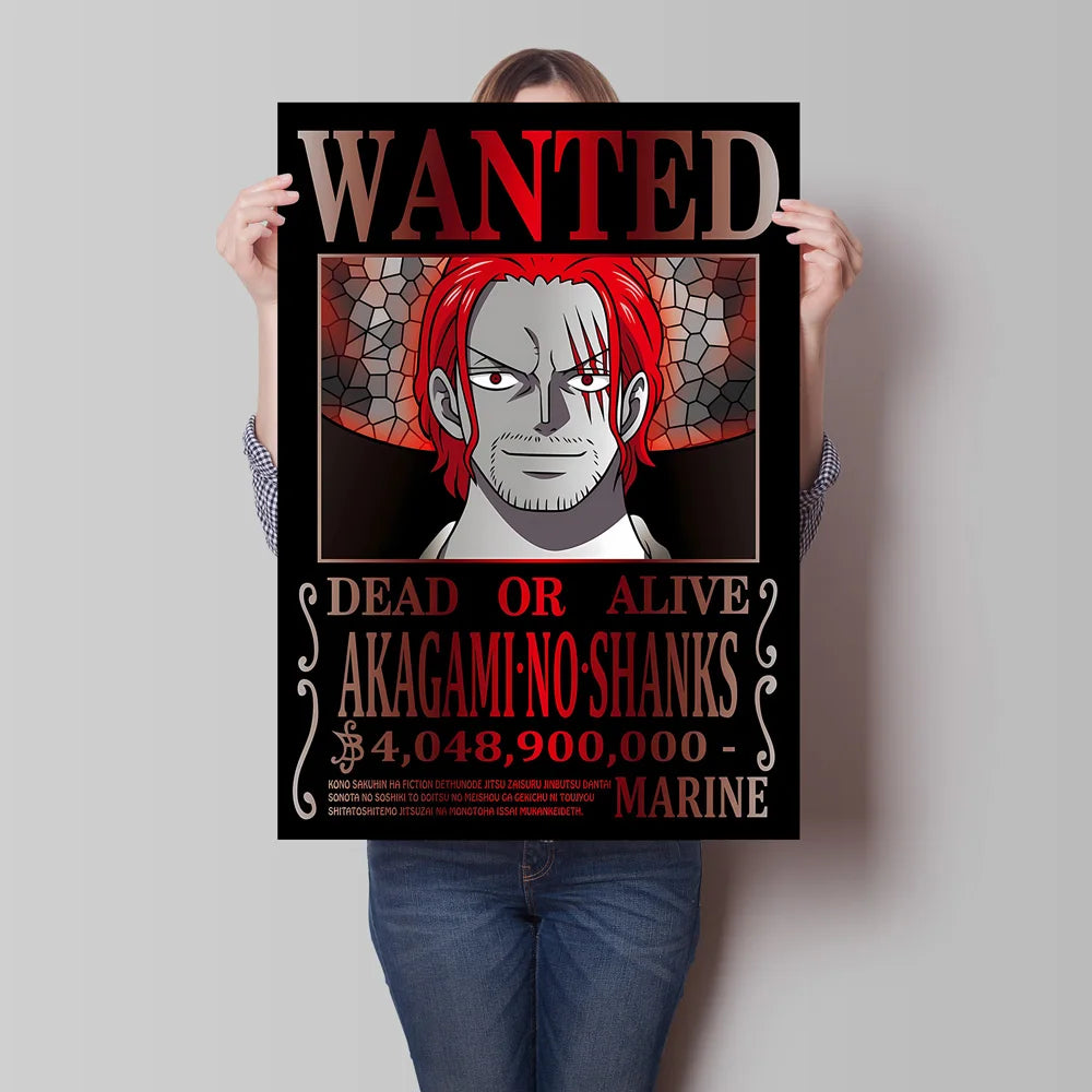 Classic Anime Canvas Printing One Piece Luffy Bounty Wanted Poster Bright and Long Lasting Colors Home Bedroom Wall Decorative