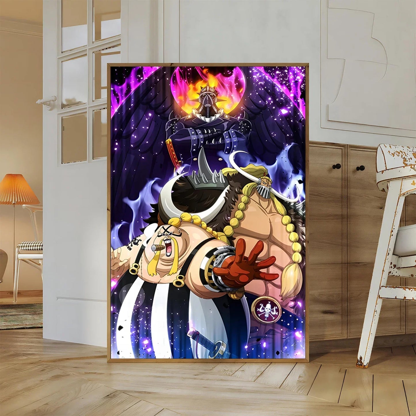 One Piece Kaido Self-adhesive Poster Buggy Sticker Home Decoration Painting Anime Wallpaper Figures HD Wall Art Hancock Kid Gift