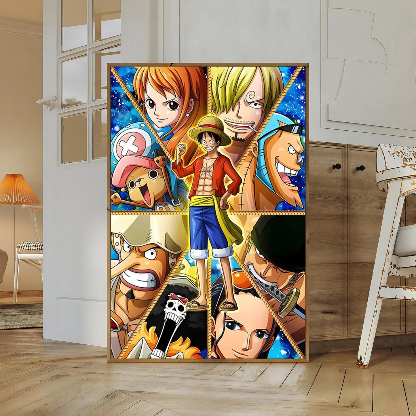 One Piece Kaido Self-adhesive Poster Buggy Sticker Home Decoration Painting Anime Wallpaper Figures HD Wall Art Hancock Kid Gift