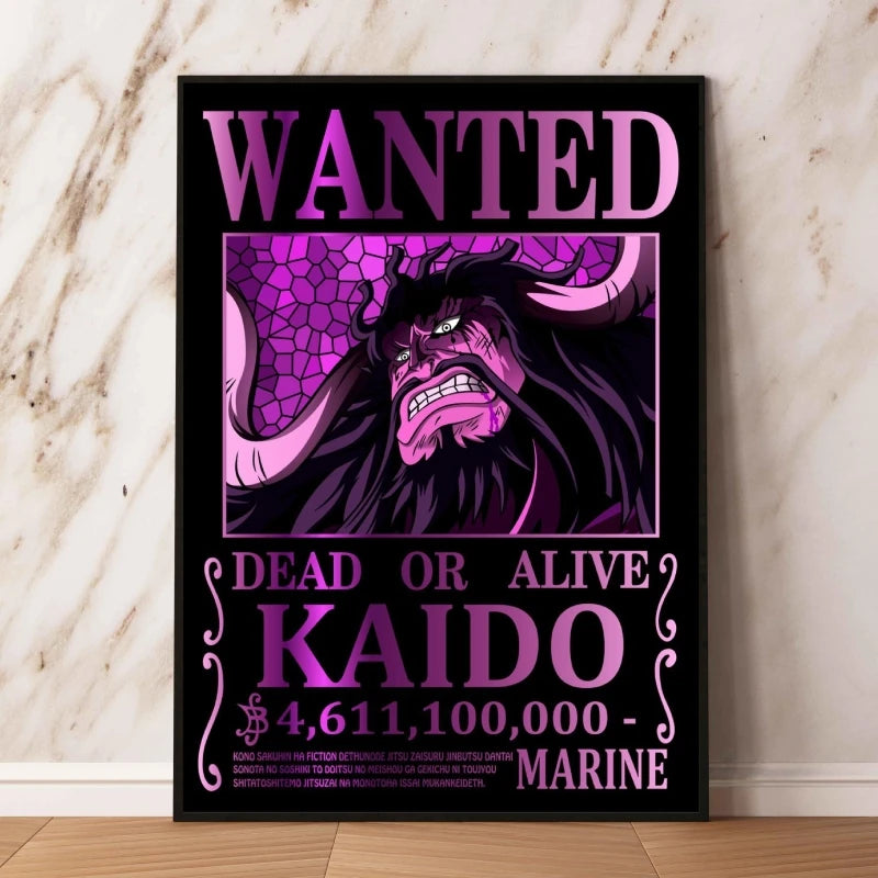Classic Anime Canvas Printing One Piece Luffy Bounty Wanted Poster Bright and Long Lasting Colors Home Bedroom Wall Decorative