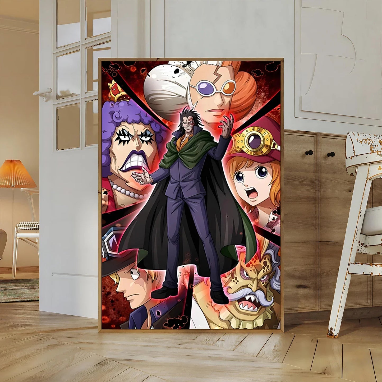 One Piece Kaido Self-adhesive Poster Buggy Sticker Home Decoration Painting Anime Wallpaper Figures HD Wall Art Hancock Kid Gift