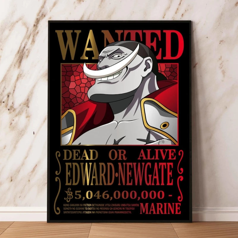Classic Anime Canvas Printing One Piece Luffy Bounty Wanted Poster Bright and Long Lasting Colors Home Bedroom Wall Decorative