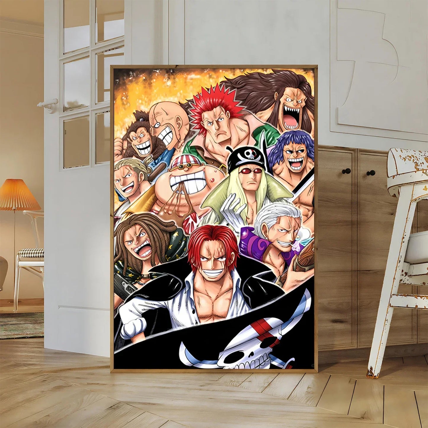 One Piece Kaido Self-adhesive Poster Buggy Sticker Home Decoration Painting Anime Wallpaper Figures HD Wall Art Hancock Kid Gift