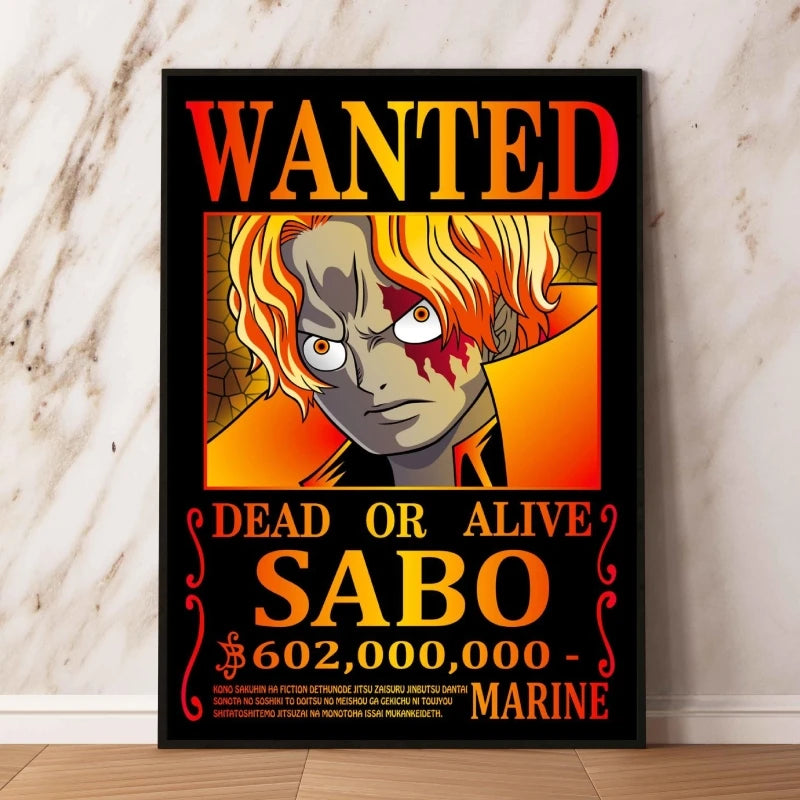 Classic Anime Canvas Printing One Piece Luffy Bounty Wanted Poster Bright and Long Lasting Colors Home Bedroom Wall Decorative