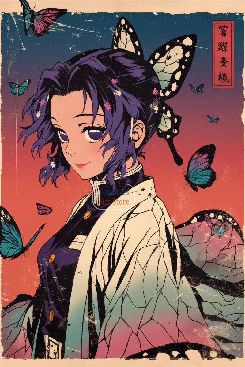 Tanjiro Kamado Nezuko Kamado Inosuke Shinobu Kocho Demon Slayer Poster Canvas Painting Wall Pictures Home Room Decor Anime Gifts