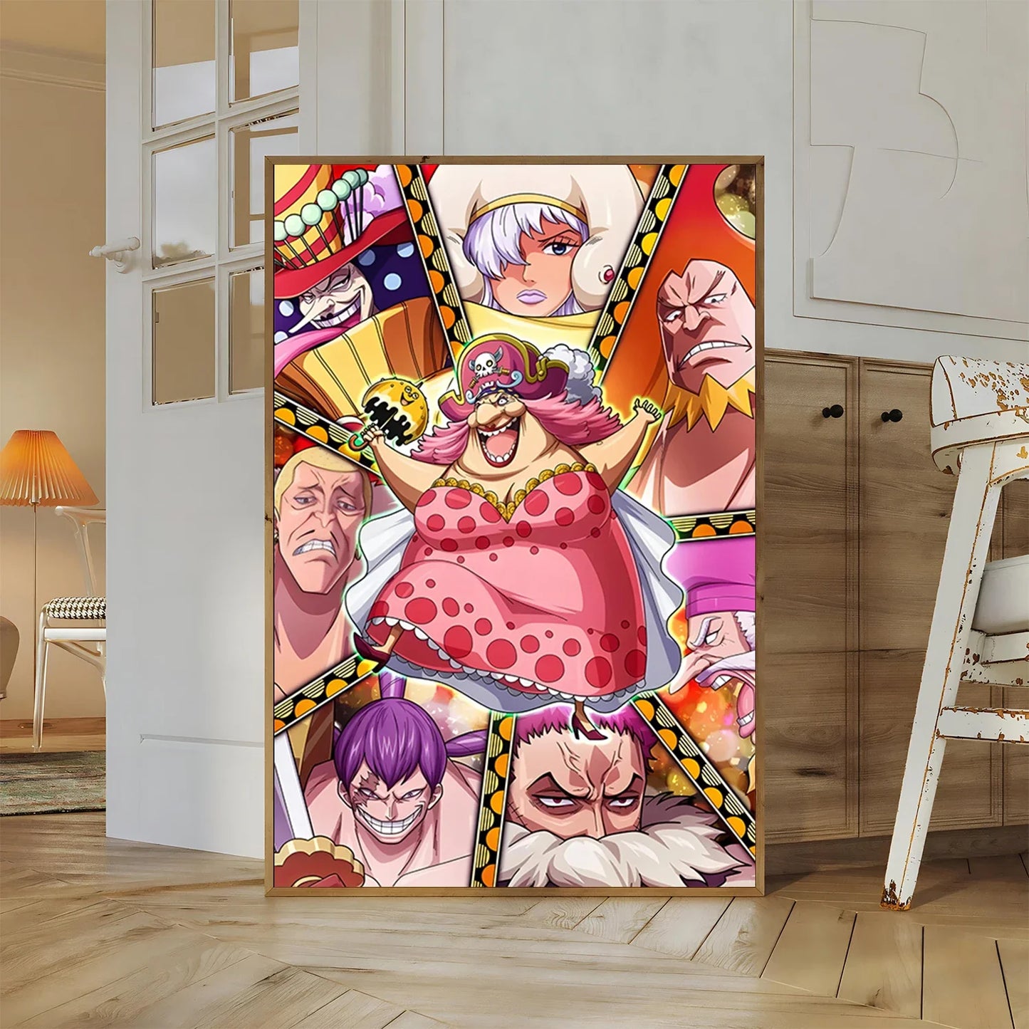One Piece Kaido Self-adhesive Poster Buggy Sticker Home Decoration Painting Anime Wallpaper Figures HD Wall Art Hancock Kid Gift
