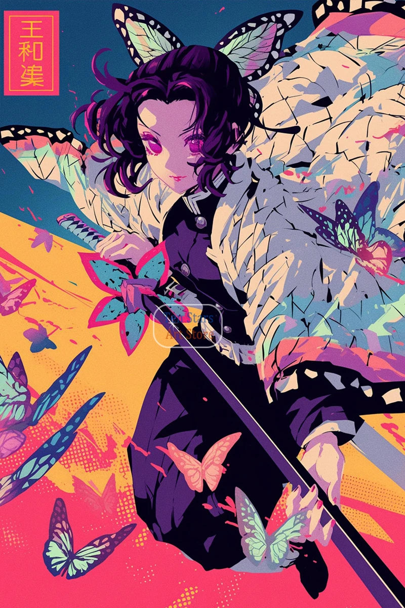Tanjiro Kamado Nezuko Kamado Inosuke Shinobu Kocho Demon Slayer Poster Canvas Painting Wall Pictures Home Room Decor Anime Gifts