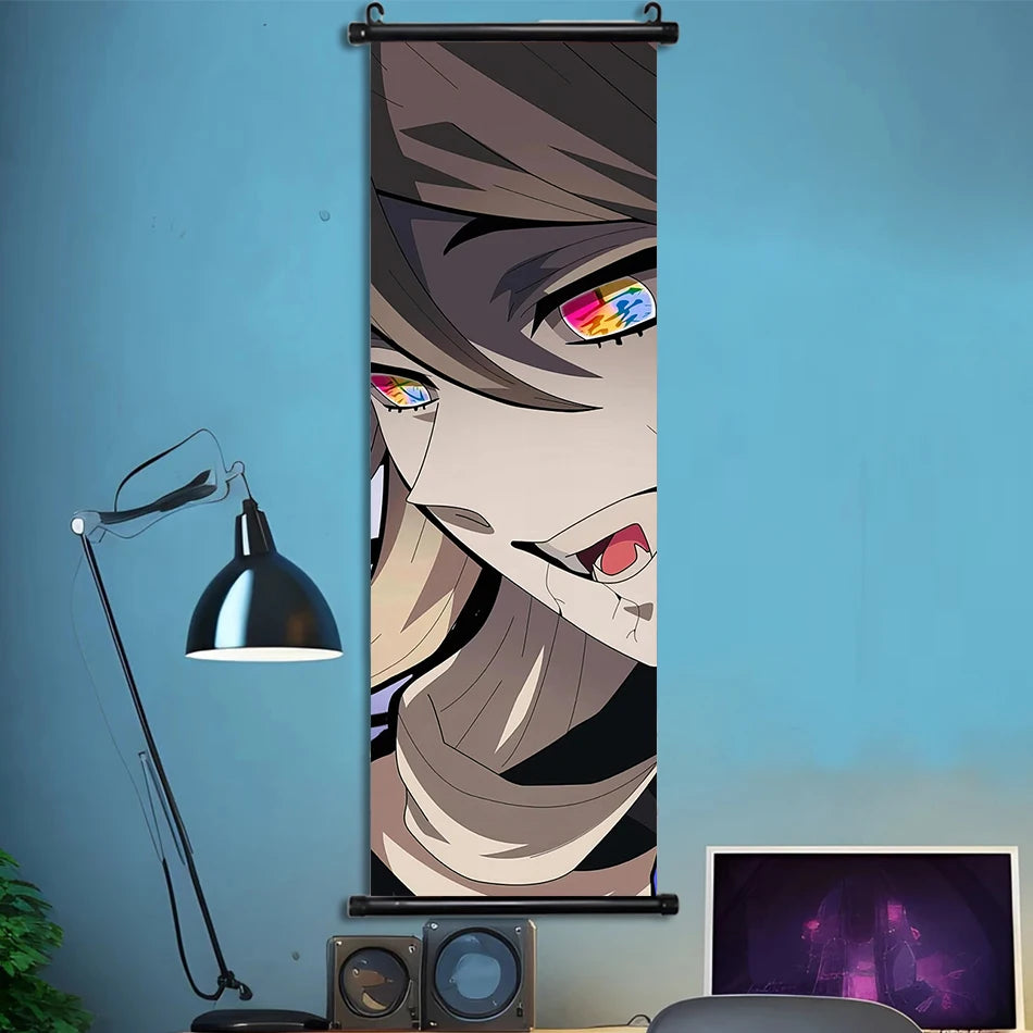 Japanese Anime HD Demon Slayer Akaza Canvas Scroll Wall Hanging Art Home Decor Gifts Bedroom Living Room Decoration Prints Gift