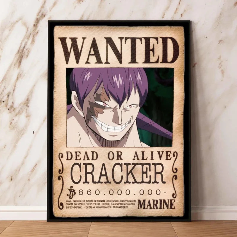 Classic Hot Selling Anime One Piece Luffy Zoro Bounty Wanted Poster Cartoon Character Canvas Printing Living Room Decor Posters