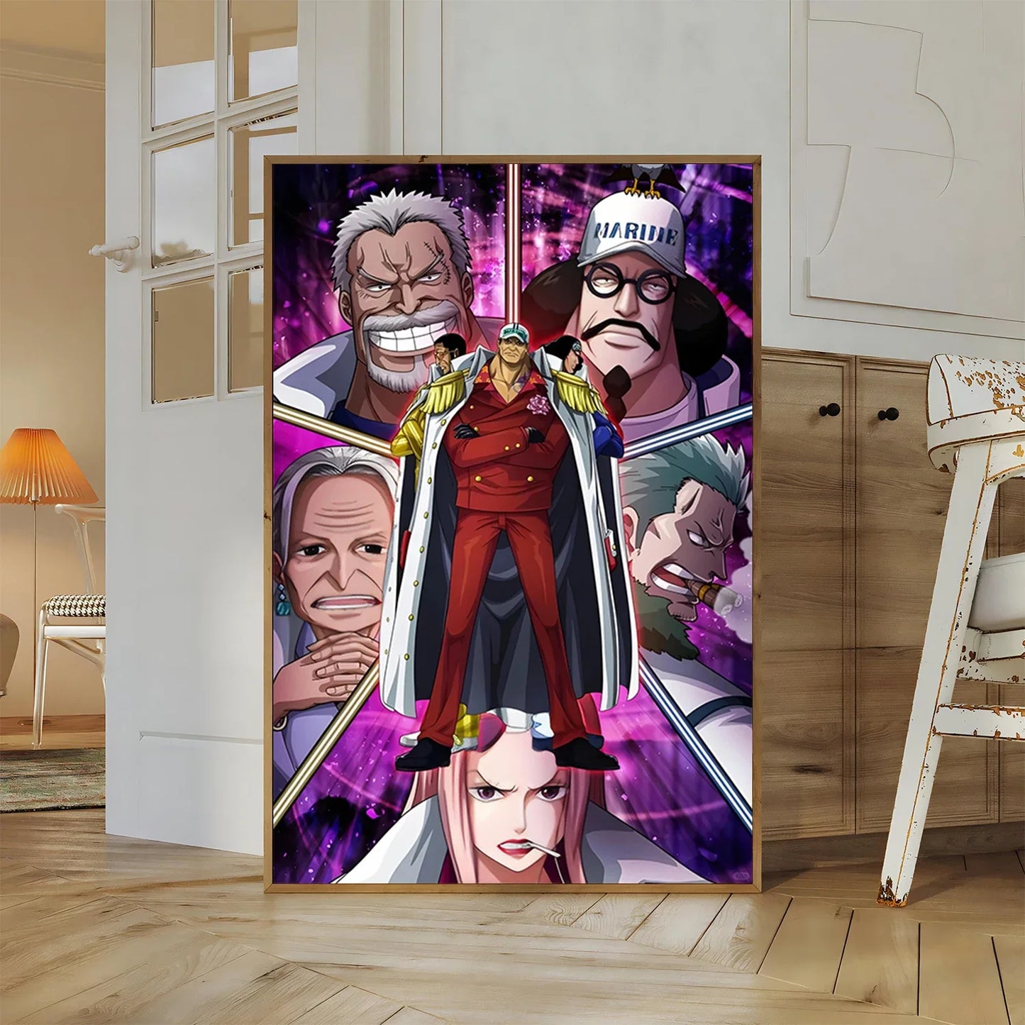 One Piece Kaido Self-adhesive Poster Buggy Sticker Home Decoration Painting Anime Wallpaper Figures HD Wall Art Hancock Kid Gift