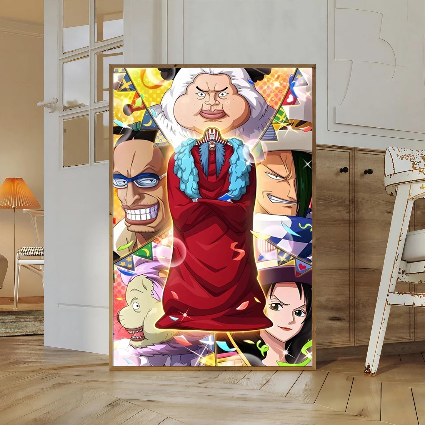 One Piece Kaido Self-adhesive Poster Buggy Sticker Home Decoration Painting Anime Wallpaper Figures HD Wall Art Hancock Kid Gift