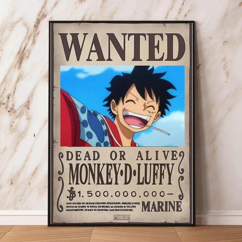 Classic Hot Selling Anime One Piece Luffy Zoro Bounty Wanted Poster Cartoon Character Canvas Printing Living Room Decor Posters