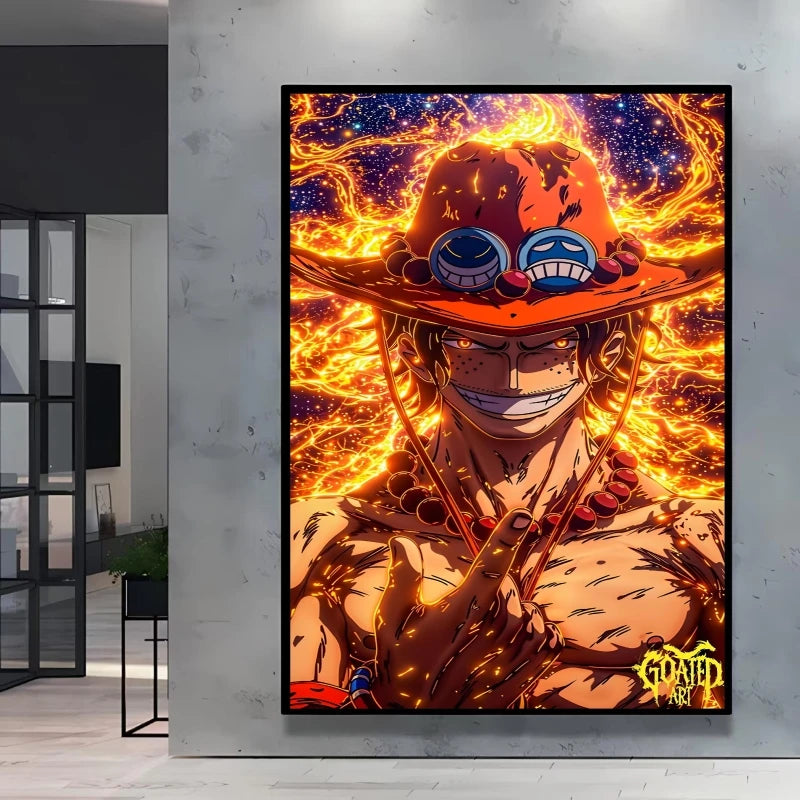 High Quality Canvas Printing One Piece Ace Character Poster Comics Pictures Bright and Long Lasting Colors Home Wall Art Decor