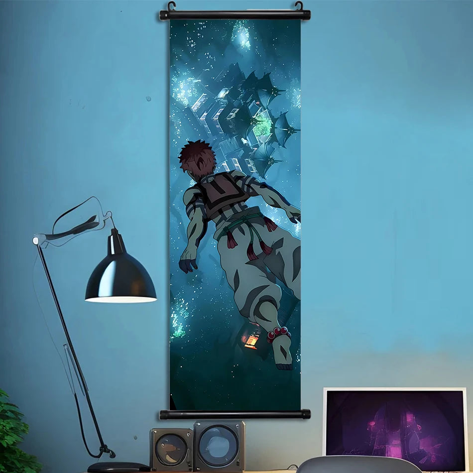 Japanese Anime HD Demon Slayer Akaza Canvas Scroll Wall Hanging Art Home Decor Gifts Bedroom Living Room Decoration Prints Gift