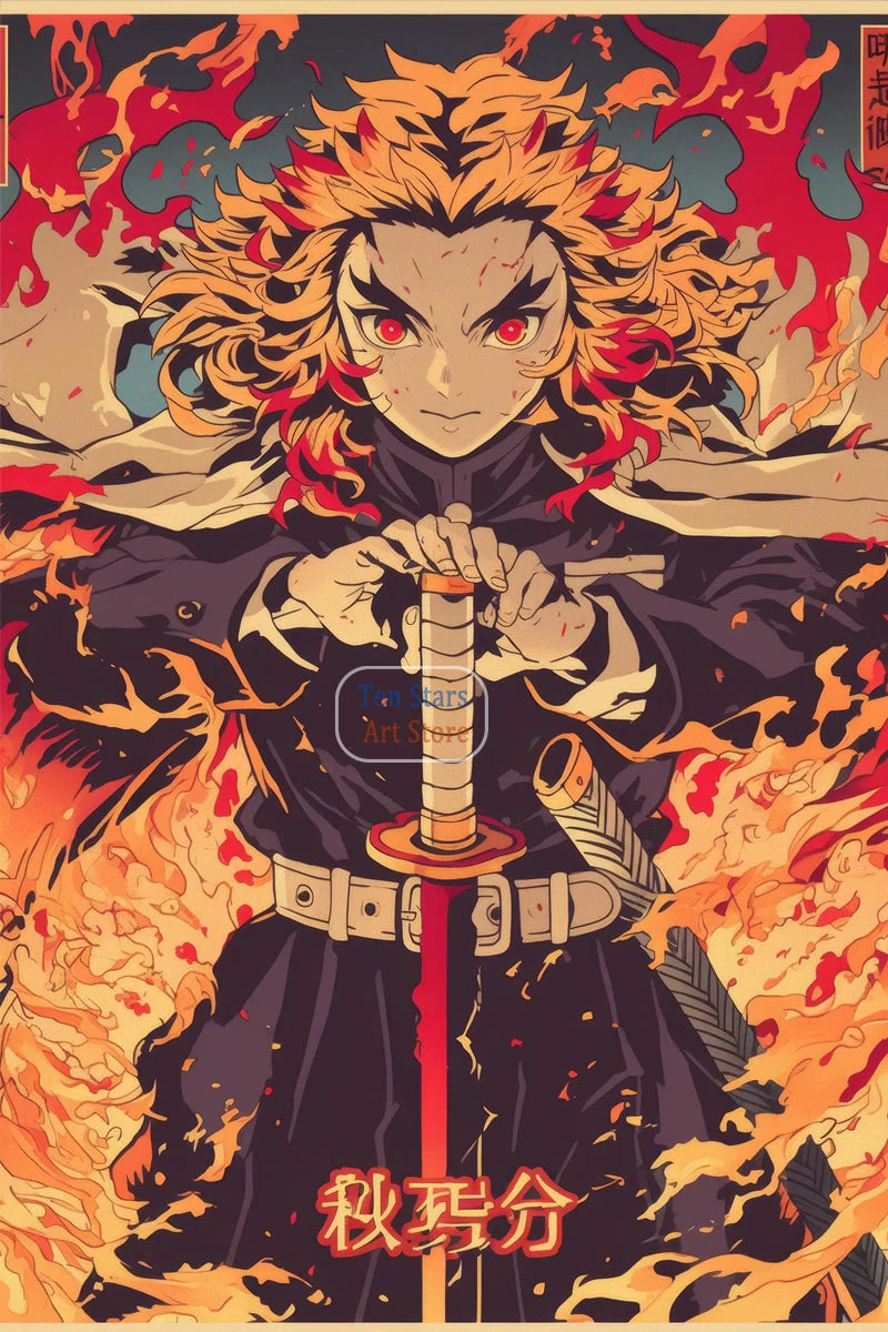 Tanjiro Kamado Nezuko Kamado Inosuke Shinobu Kocho Demon Slayer Poster Canvas Painting Wall Pictures Home Room Decor Anime Gifts