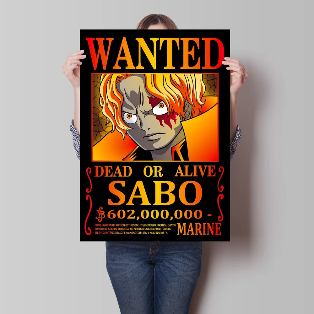 Classic Anime Canvas Printing One Piece Luffy Bounty Wanted Poster Bright and Long Lasting Colors Home Bedroom Wall Decorative