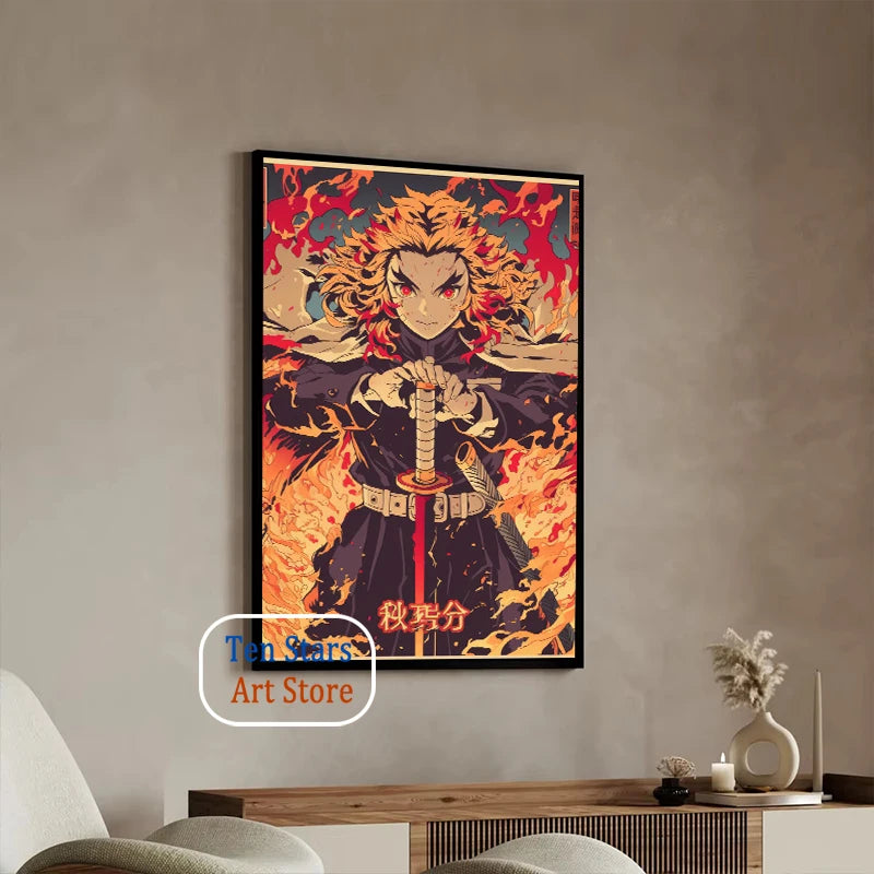 Tanjiro Kamado Nezuko Kamado Inosuke Shinobu Kocho Demon Slayer Poster Canvas Painting Wall Pictures Home Room Decor Anime Gifts