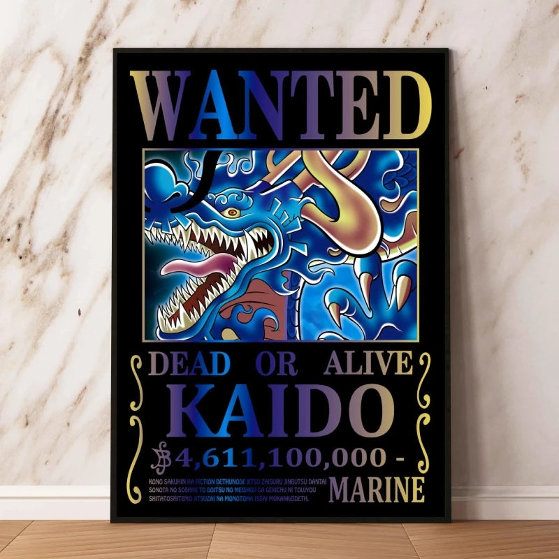 Classic Anime Canvas Printing One Piece Luffy Bounty Wanted Poster Bright and Long Lasting Colors Home Bedroom Wall Decorative