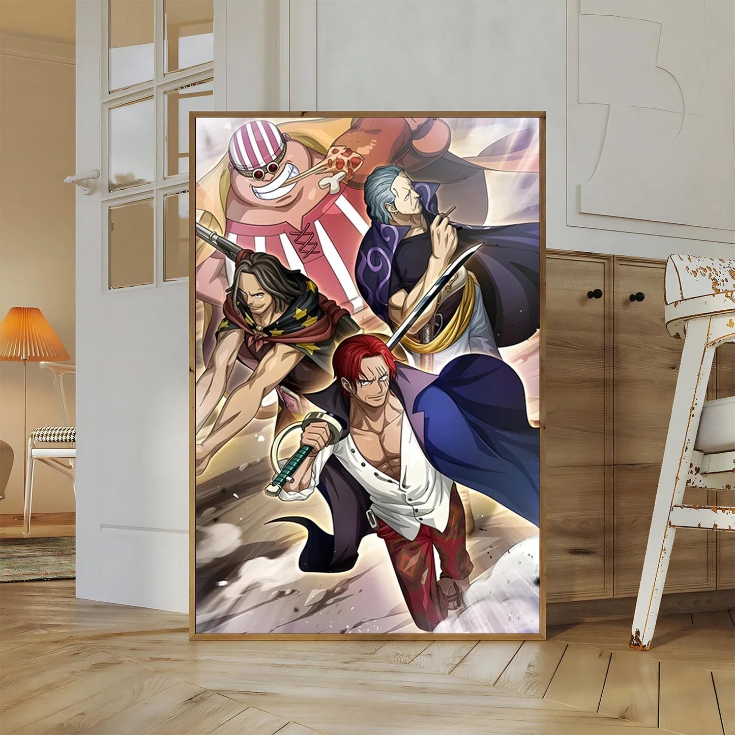 One Piece Kaido Self-adhesive Poster Buggy Sticker Home Decoration Painting Anime Wallpaper Figures HD Wall Art Hancock Kid Gift