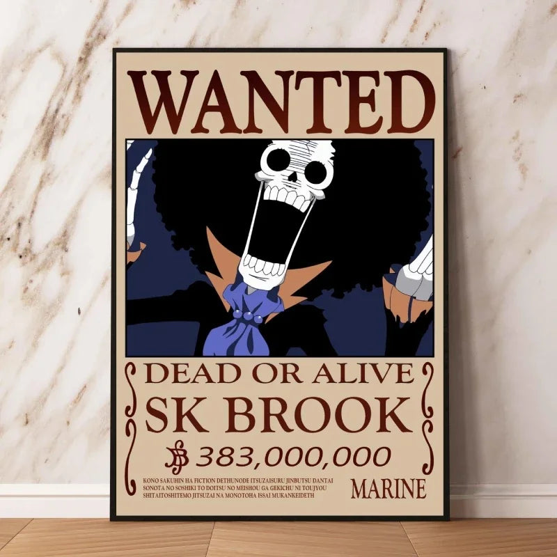 Classic Hot Selling Anime One Piece Luffy Zoro Bounty Wanted Poster Cartoon Character Canvas Printing Living Room Decor Posters
