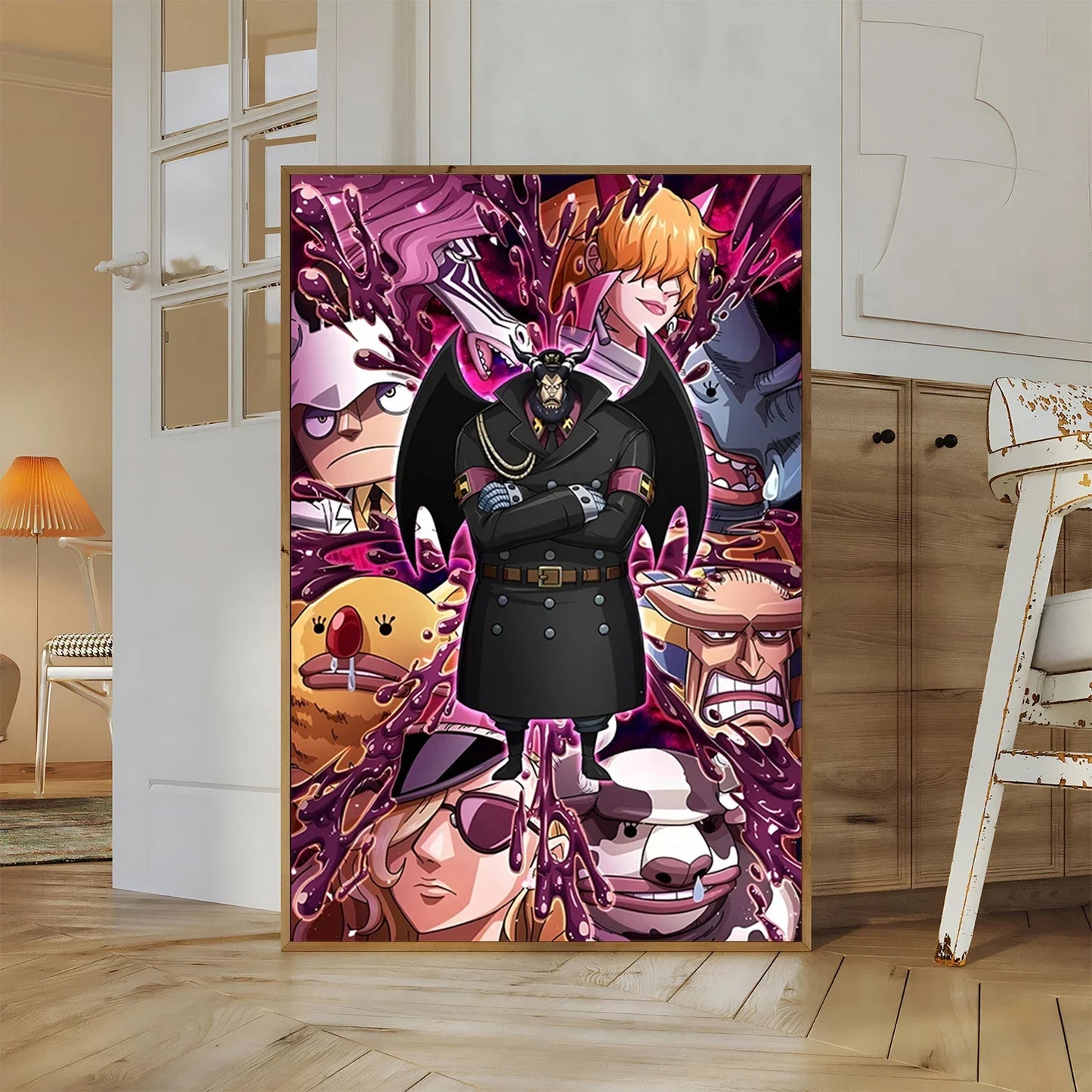 One Piece Kaido Self-adhesive Poster Buggy Sticker Home Decoration Painting Anime Wallpaper Figures HD Wall Art Hancock Kid Gift
