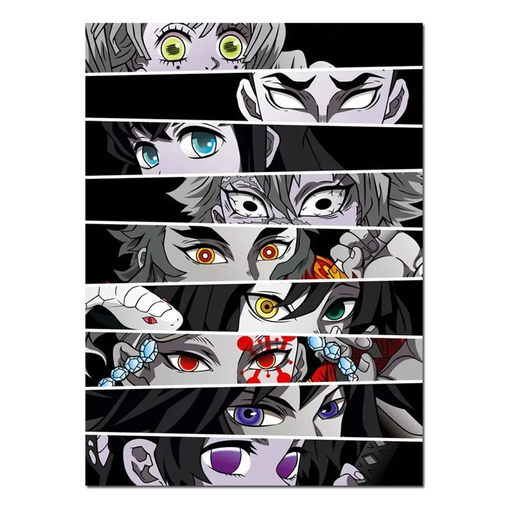 Anime Eyes Demon Slayer Kimetsu No Yaiba Poster Wall Art Print Hashira Cartoon Anime Canvas Painting For Living Room Home Decor