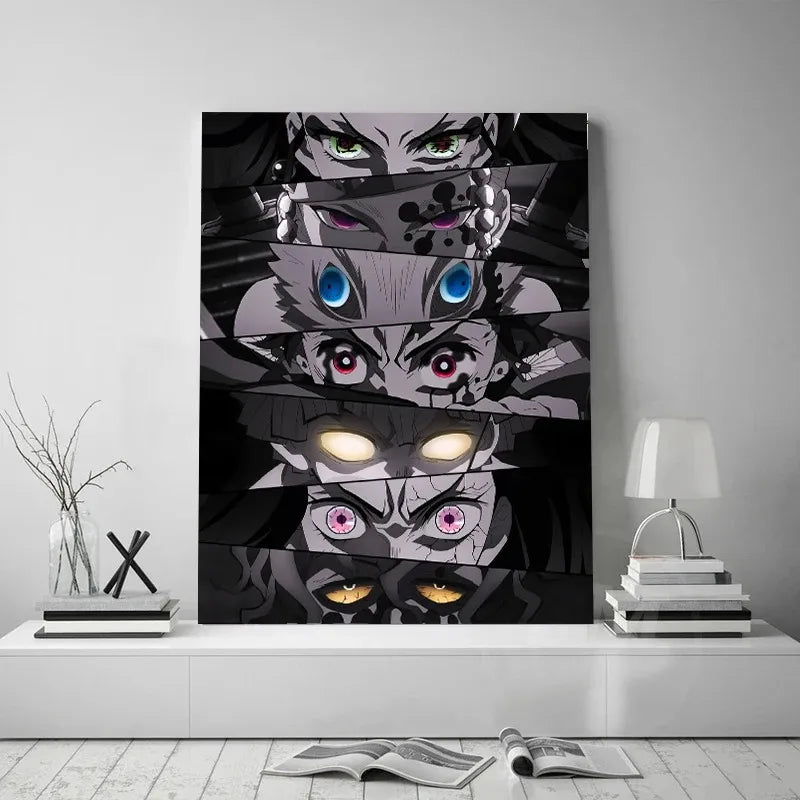 Anime Poster Demon Slayer Team Eyes Art Print Mural Children's Room Decorative Canvas Painitng Picture for Modern Home Decor