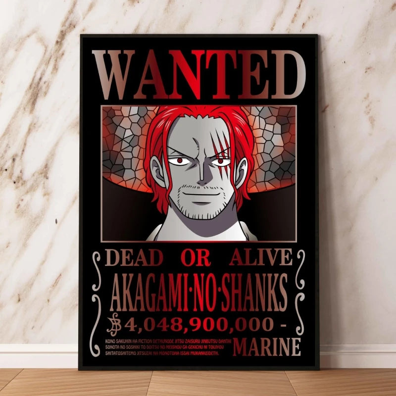 Classic Anime Canvas Printing One Piece Luffy Bounty Wanted Poster Bright and Long Lasting Colors Home Bedroom Wall Decorative