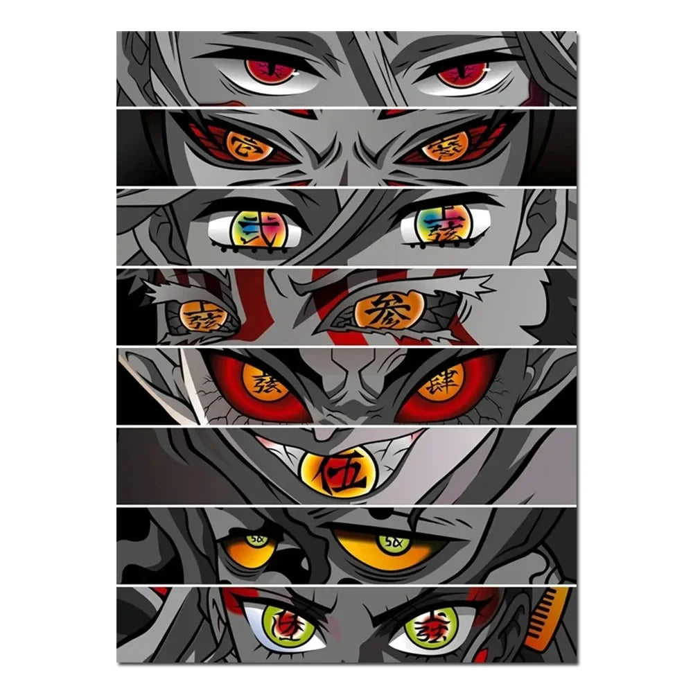 Anime Eyes Demon Slayer Kimetsu No Yaiba Poster Wall Art Print Hashira Cartoon Anime Canvas Painting For Living Room Home Decor