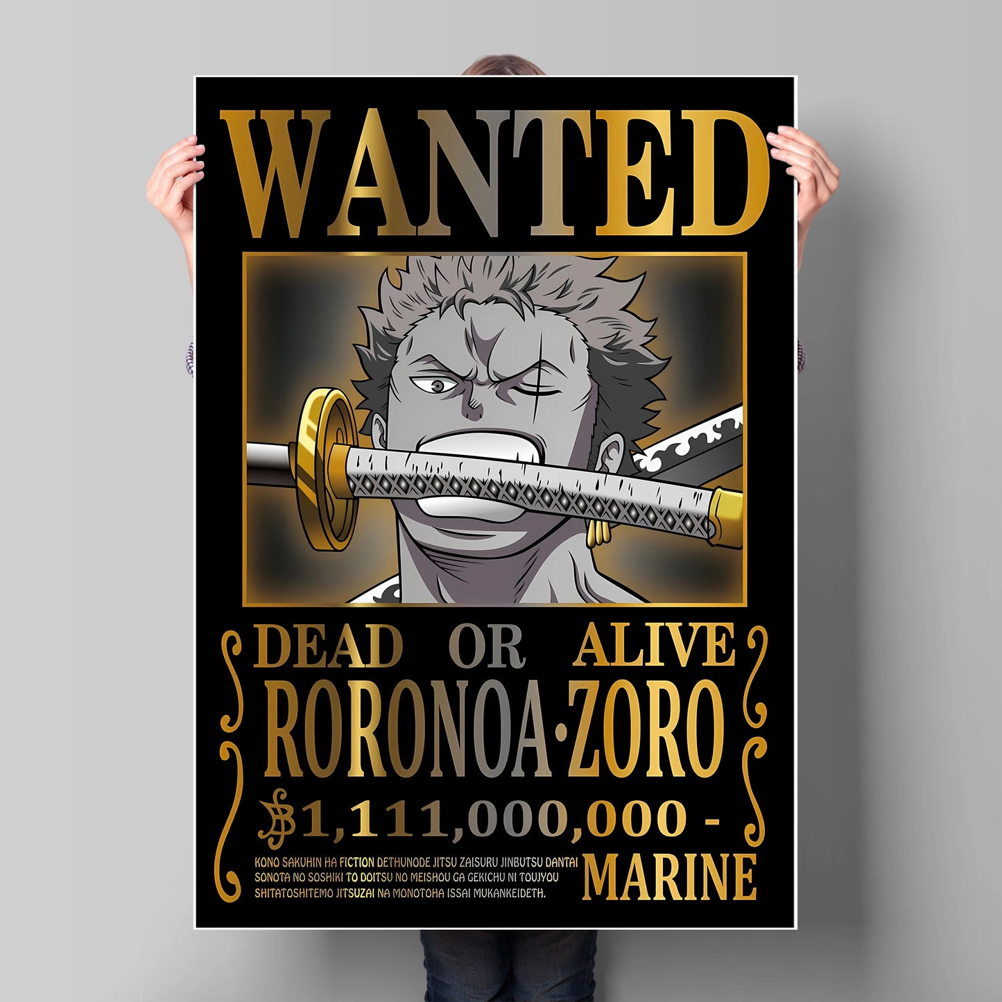 Hot Anime Poster One Piece Bounty Wanted Zoro Picture Print Wall Modular Painting Children's Bedroom Decor Classic