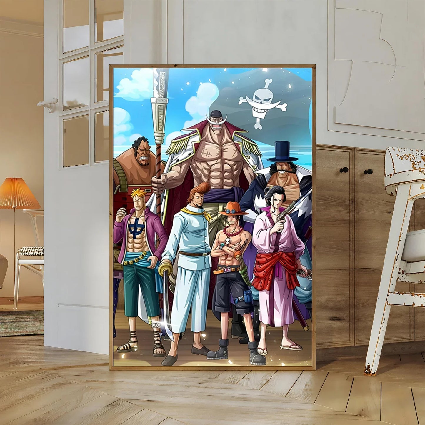 One Piece Kaido Self-adhesive Poster Buggy Sticker Home Decoration Painting Anime Wallpaper Figures HD Wall Art Hancock Kid Gift