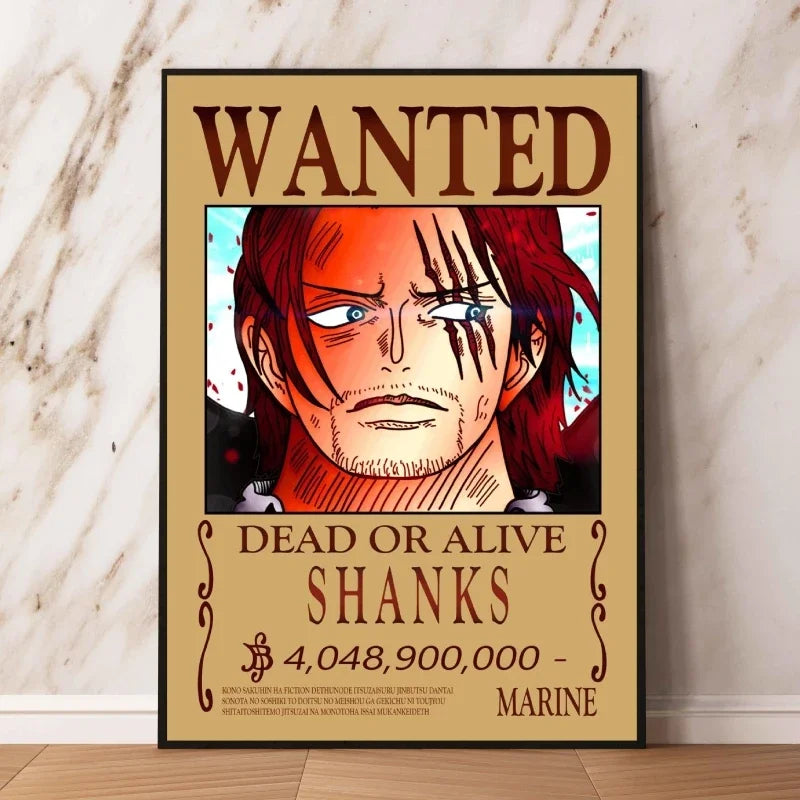 Classic Hot Selling Anime One Piece Luffy Zoro Bounty Wanted Poster Cartoon Character Canvas Printing Living Room Decor Posters