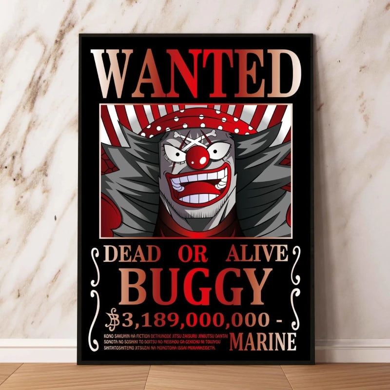 Classic Anime Canvas Printing One Piece Luffy Bounty Wanted Poster Bright and Long Lasting Colors Home Bedroom Wall Decorative