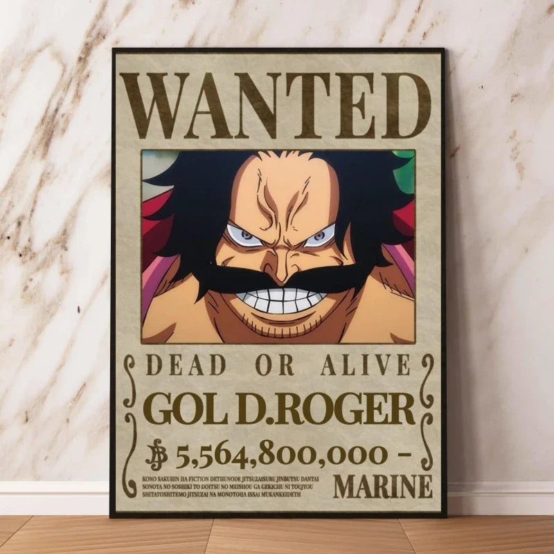 Classic Hot Selling Anime One Piece Luffy Zoro Bounty Wanted Poster Cartoon Character Canvas Printing Living Room Decor Posters