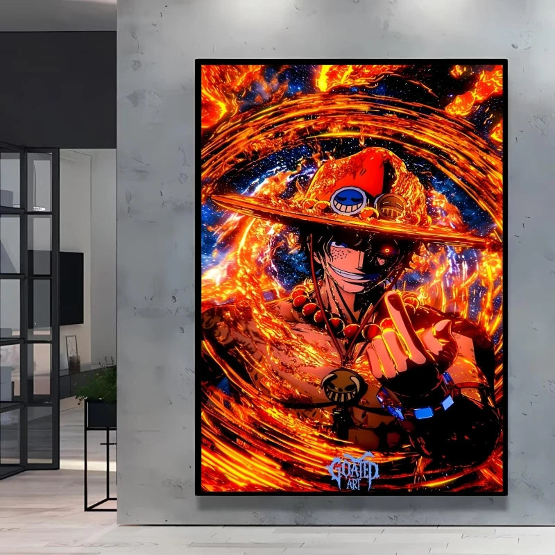 High Quality Canvas Printing One Piece Ace Character Poster Comics Pictures Bright and Long Lasting Colors Home Wall Art Decor