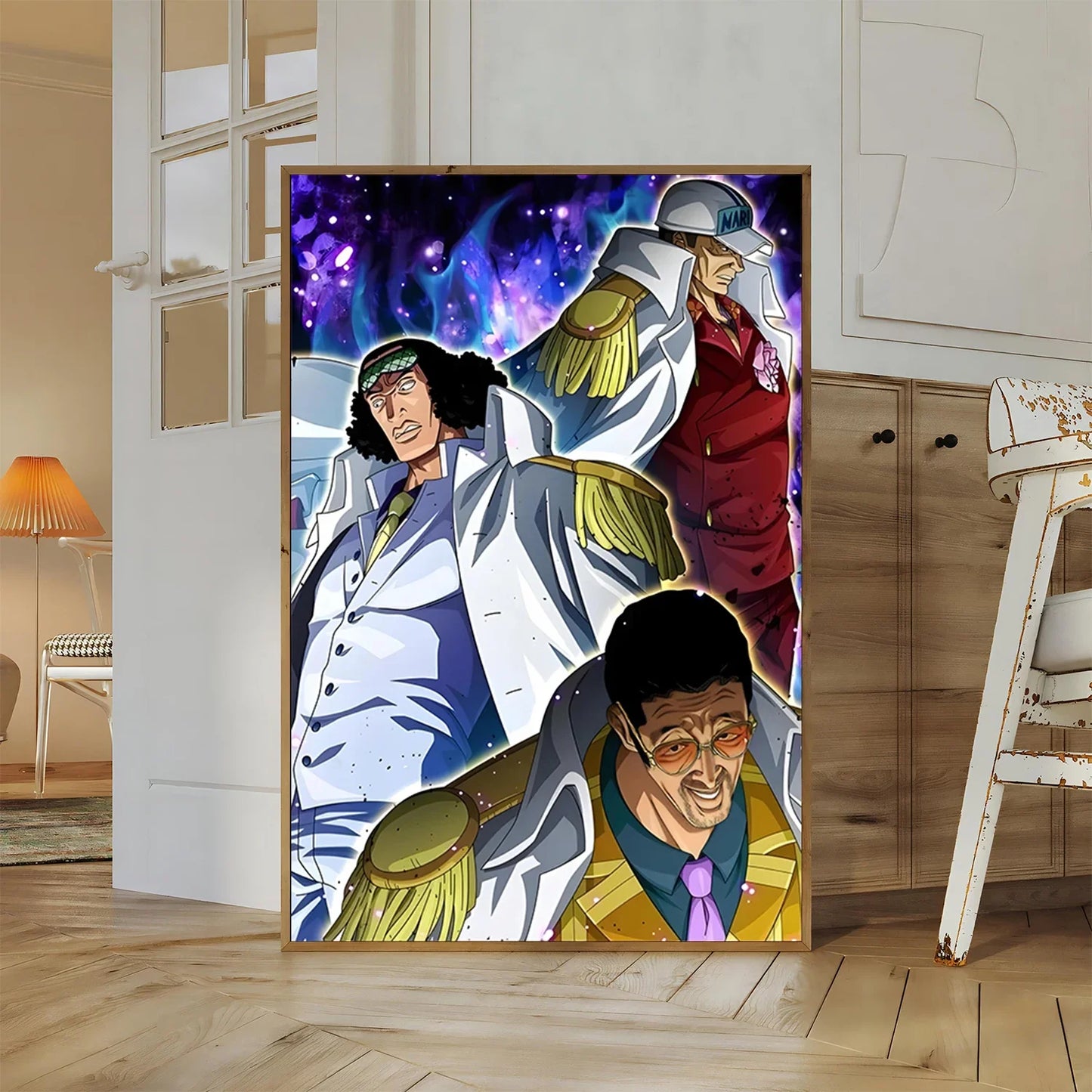 One Piece Kaido Self-adhesive Poster Buggy Sticker Home Decoration Painting Anime Wallpaper Figures HD Wall Art Hancock Kid Gift